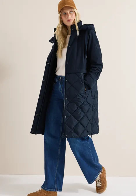 Mantel mit Strukturmix dark navy blue