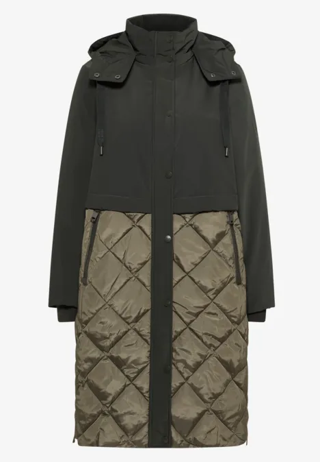 Manteau avec mélange de structures olive wood