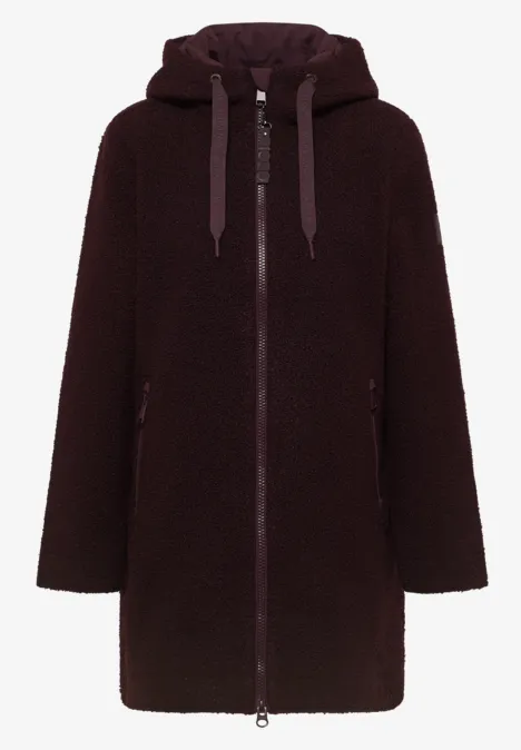 Mantel in wollook dark plum
