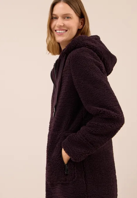 Manteau Teddy avec capuche dark plum