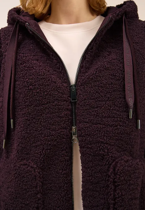 Manteau Teddy avec capuche dark plum