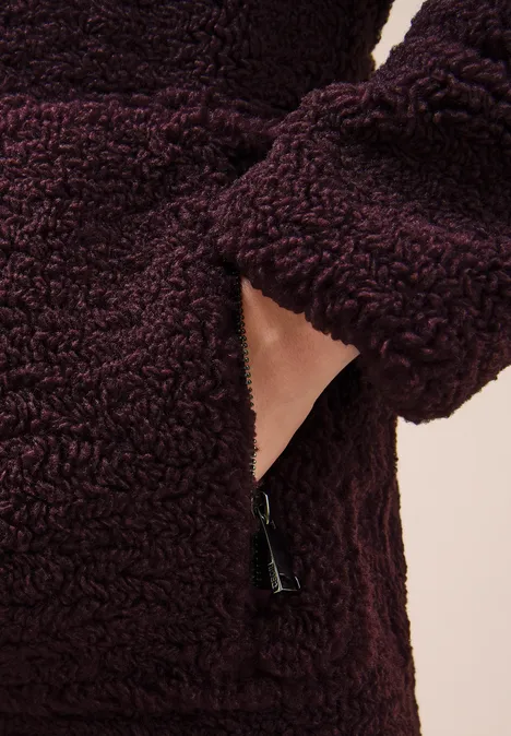 Manteau Teddy avec capuche dark plum