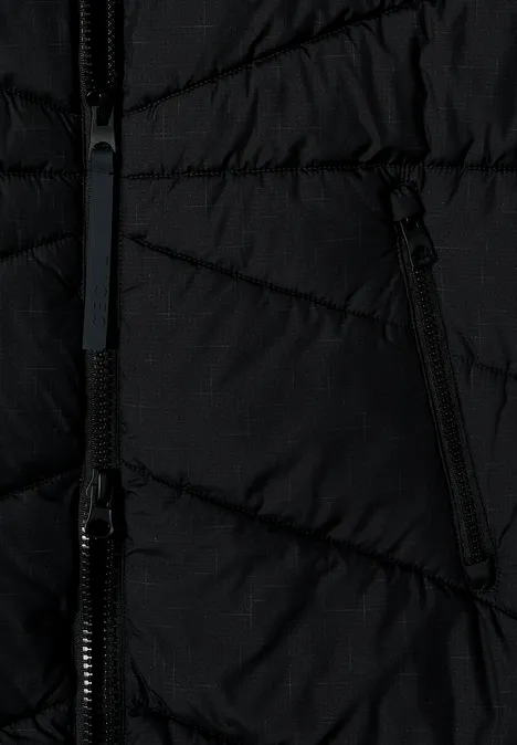 Steppmantel mit Kapuze Black