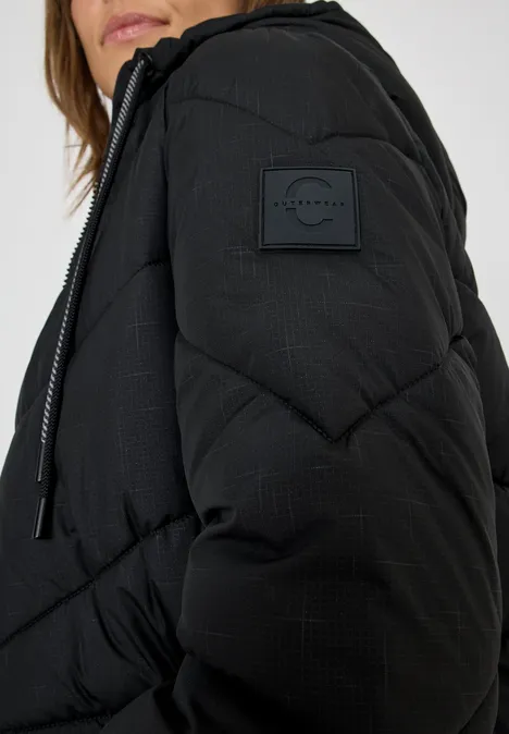 Steppmantel mit Kapuze Black
