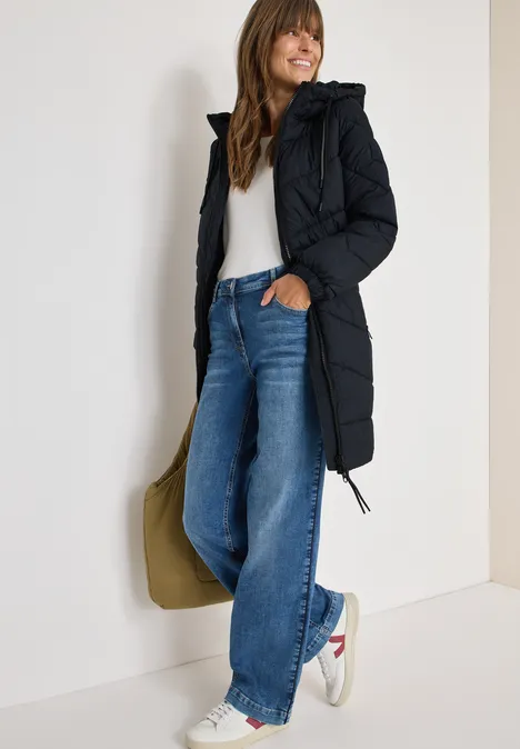 Steppmantel mit Kapuze dark navy blue