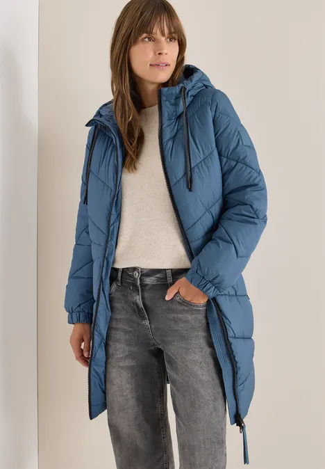Steppmantel mit Kapuze moonstone blue