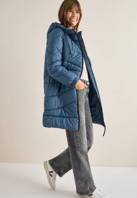 Steppmantel mit Kapuze moonstone blue