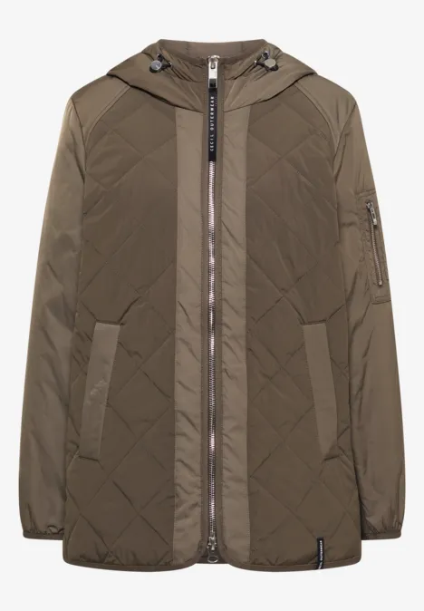 Veste midi avec sweat à capuche mocha taupe