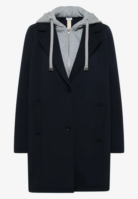 Manteau avec incrustation de sweat blue navy