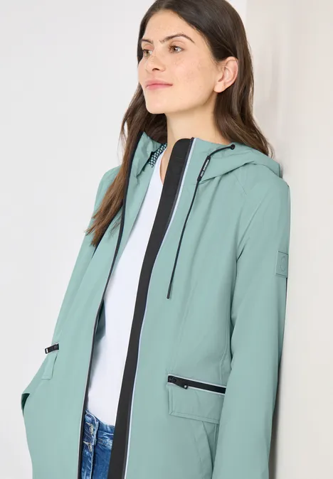 Mantel mit Kapuze und 2-Wege-Zipper mint sea green