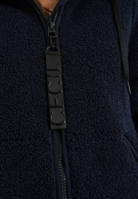 Blaues Teddy-Fleece-Jäckchen mit Reißverschluss und Taschen.