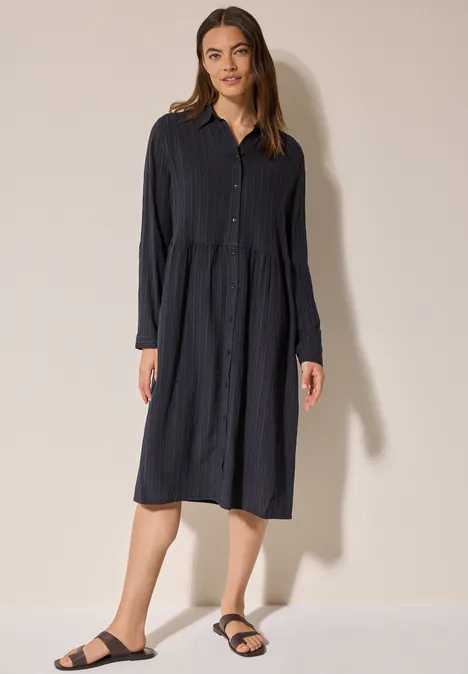 Kleid mit Streifen-Struktur universal blue