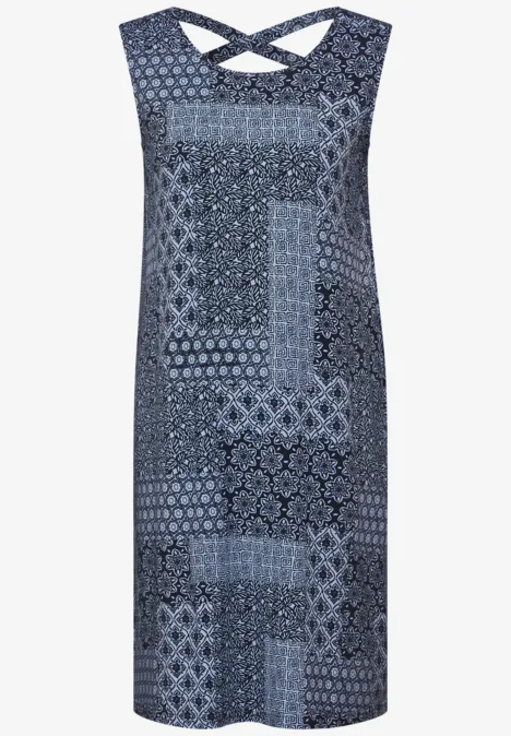 Patchwork Print Kleid universal blue