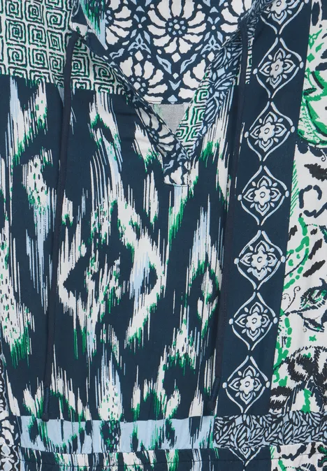 Patchwork Print Kleid dark petrol blue