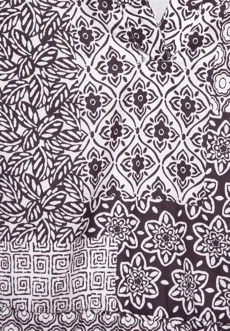 Patchwork Print Kleid aubergine red