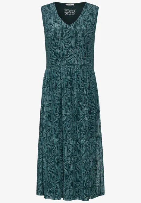 Mesh Kleid mit Print fir green Mesh Kleid mit Print fir green