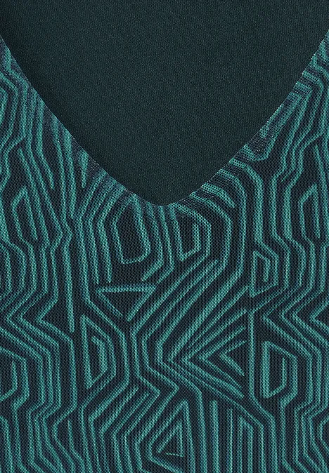 Mesh Kleid mit Print fir green Mesh Kleid mit Print fir green