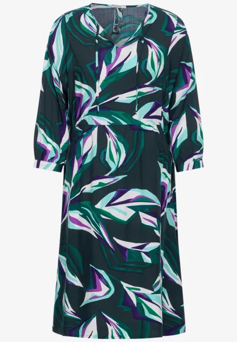 Viskose Kleid mit Print fir green
