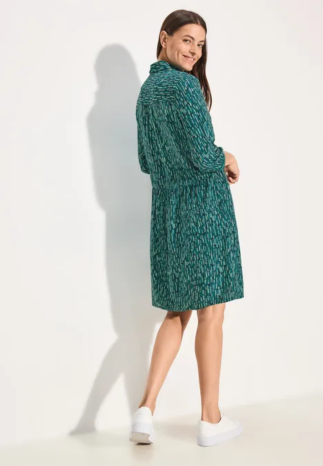 Print Hemdblusenkleid fir green