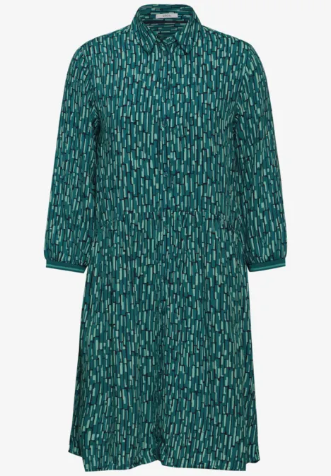 Print Hemdblusenkleid fir green