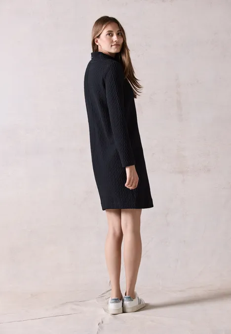 Strukturkleid mit Turtleneck universal blue