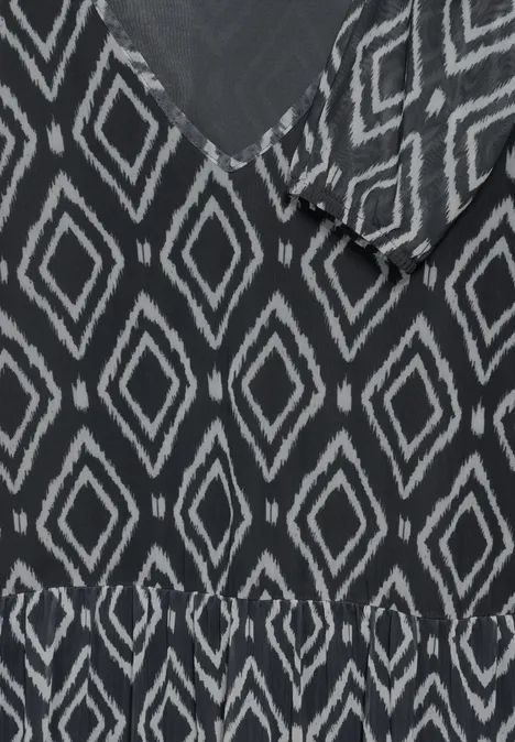 Bedrucktes Midi-Mesh-Kleid deep charcoal grey