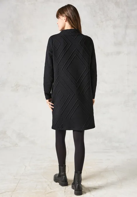 Jurk met 3D-structuurpatroon deep charcoal grey