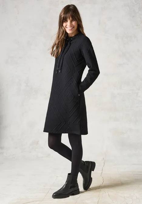 Jurk met 3D-structuurpatroon deep charcoal grey