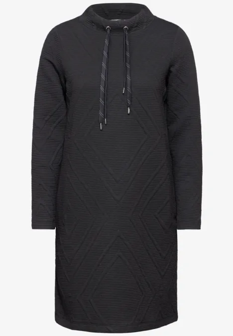 Jurk met 3D-structuurpatroon deep charcoal grey
