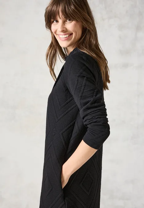 Jurk met 3D-structuurpatroon deep charcoal grey