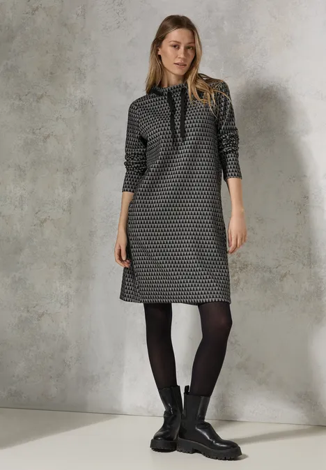 Minimal Jaquard Kleid Black