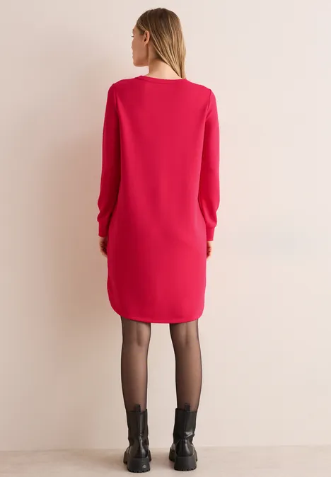 Kleid mit Rundhals granita red