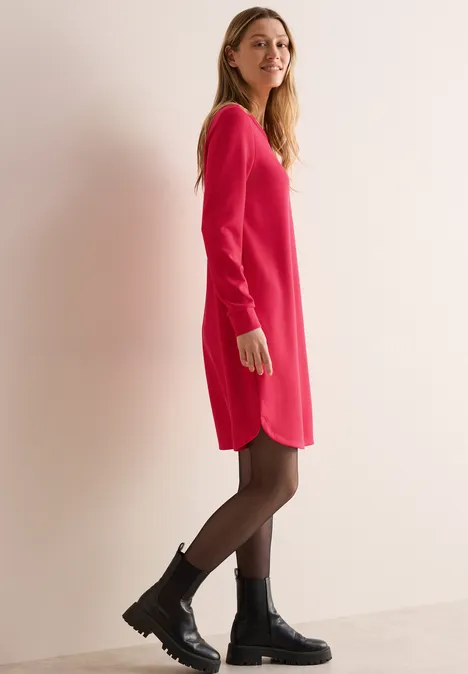 Kleid mit Rundhals granita red