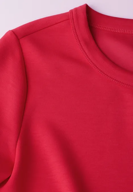Kleid mit Rundhals granita red
