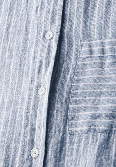Gestreiftes Leinenkleid chambray forever blue