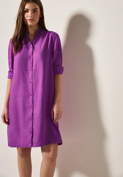Blusenkleid aus Leinen magenta lacquer