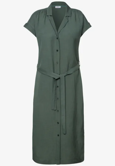 Leinenmix-Blusenkleid balmy khaki