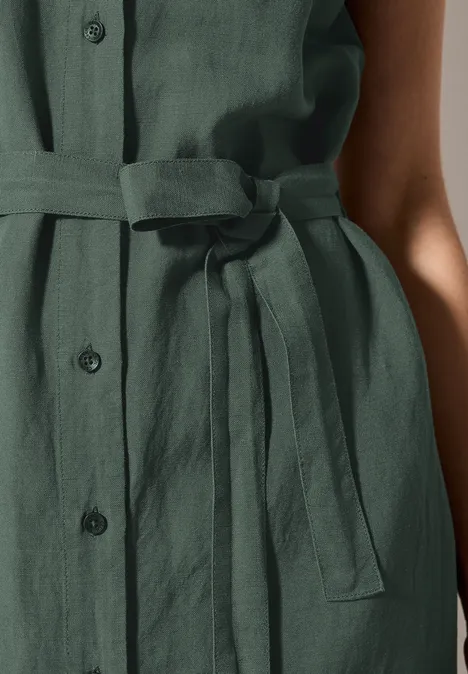 Leinenmix-Blusenkleid balmy khaki
