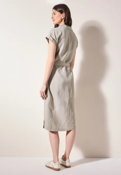 Leinenmix-Blusenkleid pumice beige