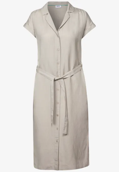 Leinenmix-Blusenkleid pumice beige