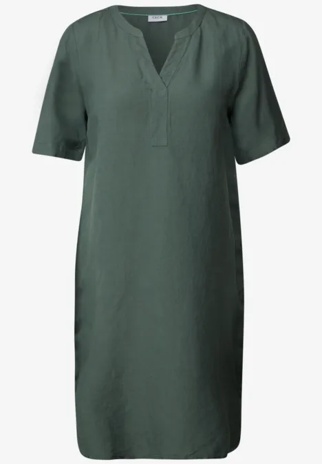 Jurk met gespleten hals balmy khaki