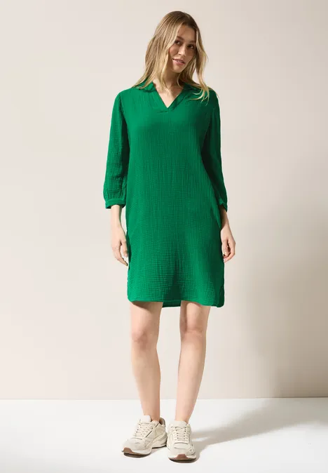 Musselin Kleid garden green