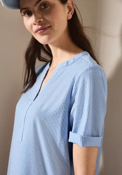 Seersucker Kleid aster blue