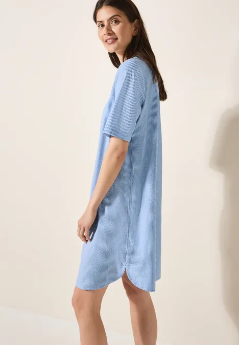Seersucker Kleid aster blue
