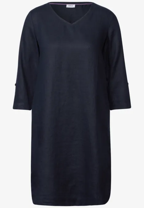 Linnen jurk met V-hals universal blue