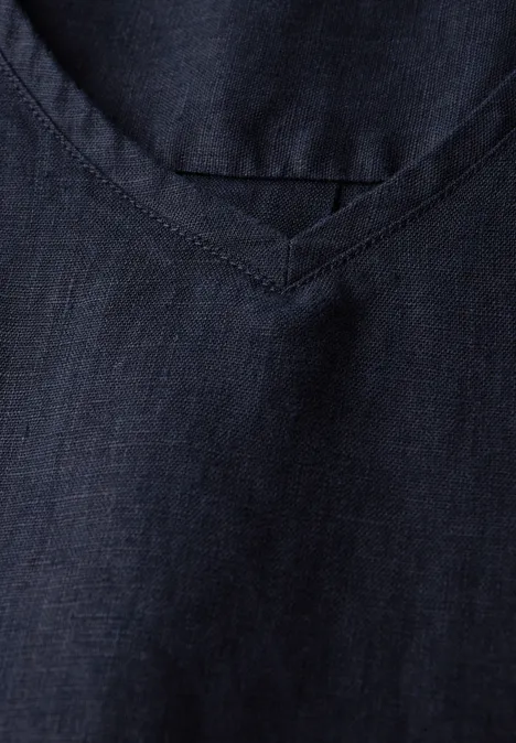 V-Neck Leinenkleid universal blue
