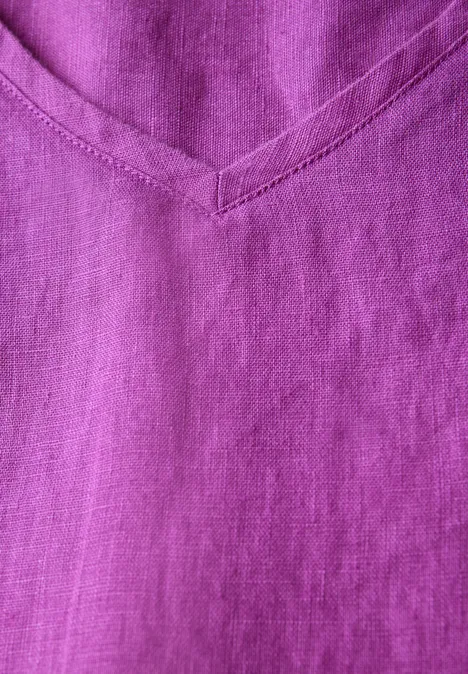 V-Neck Leinenkleid magenta lacquer