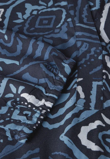 Gemustertes Volant-Kleid universal blue