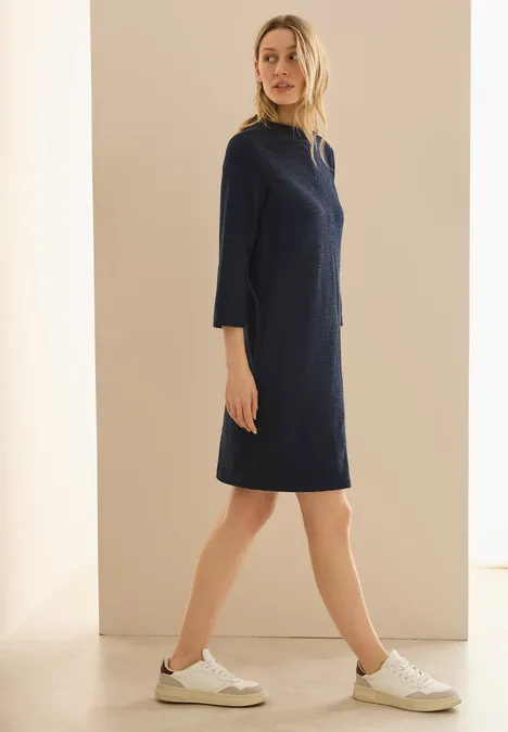 Strukturkleid in Unifarbe universal blue