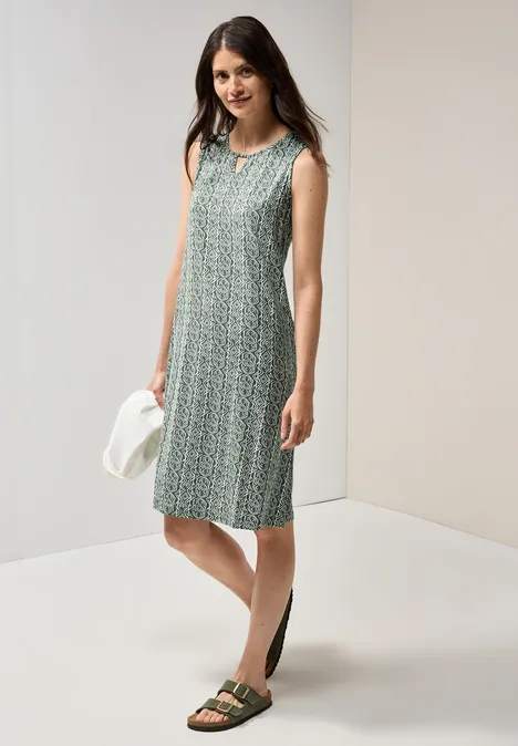 Gemustertes Jersey-Kleid balmy khaki
